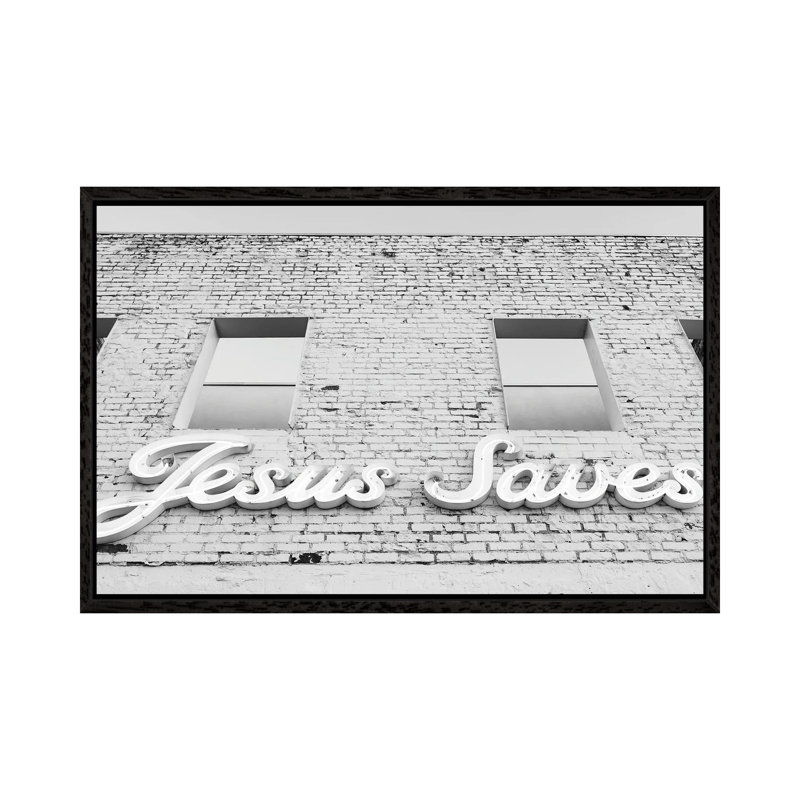 Jesus Saves II by Bethany Young - Print on Canvas, 66.04cm H x 101.6cm W x 3.81cm D, Black Framed