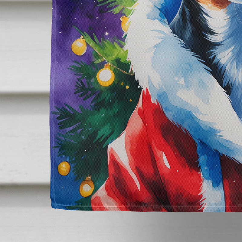 Drapeau de maison de Noël chocolat caniche chocolat, Chihuahua noir et brun clair