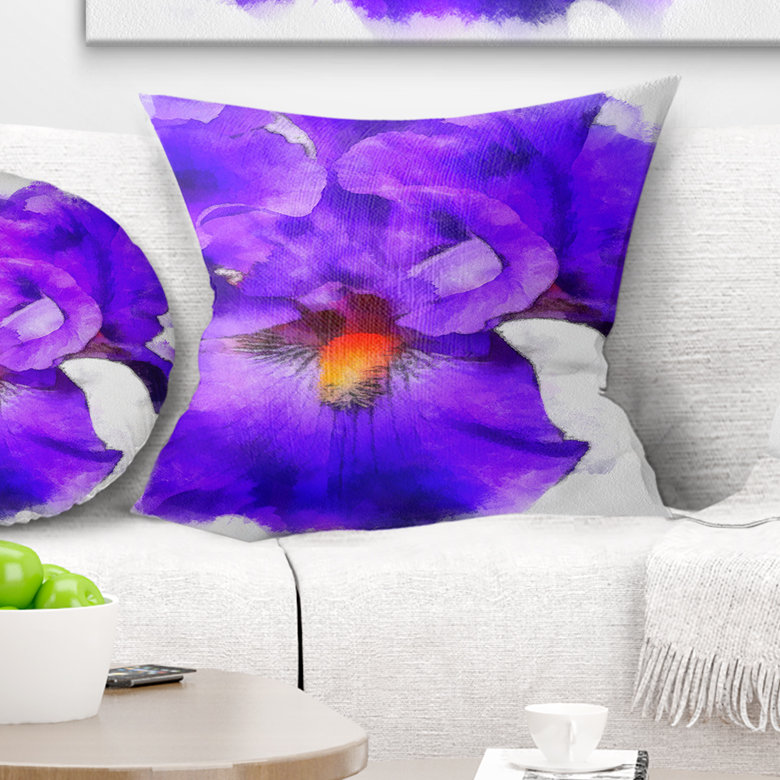Coussin décoratif floral iris fleur, 18 po x 18 po, Coussin décoratif