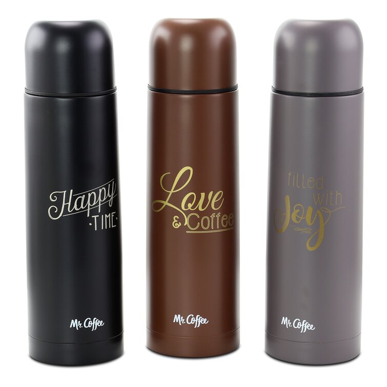 Mr. Coffee 12.5 Ounce Stainless Steel Insulated Thermal Travel Mug Set of 3