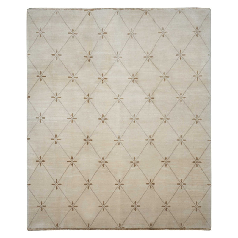 Geometric Area Rug in Beige/Brown, Rectangle 8' x 10'