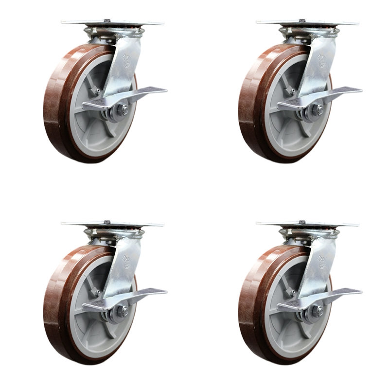 Polyurethane Caster with Ball Bearings and Brake