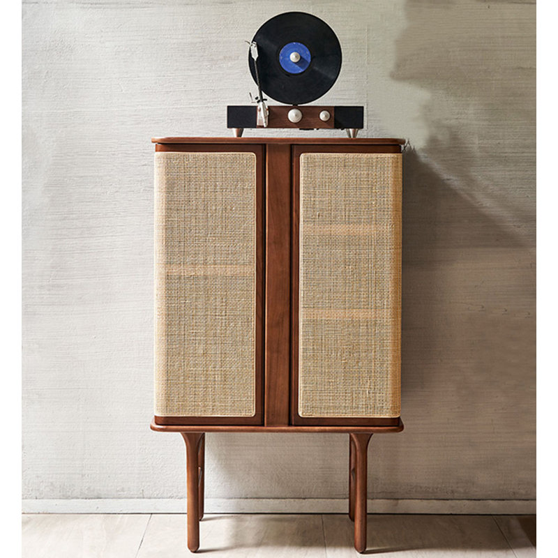 Armoire de rangement en bois massif de style japonais, Brun