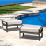 Layden Outdoor Contemporary Set Of 2 Sunbrella Outdoor Club Ottomans - Sunbrella Canvas Flax