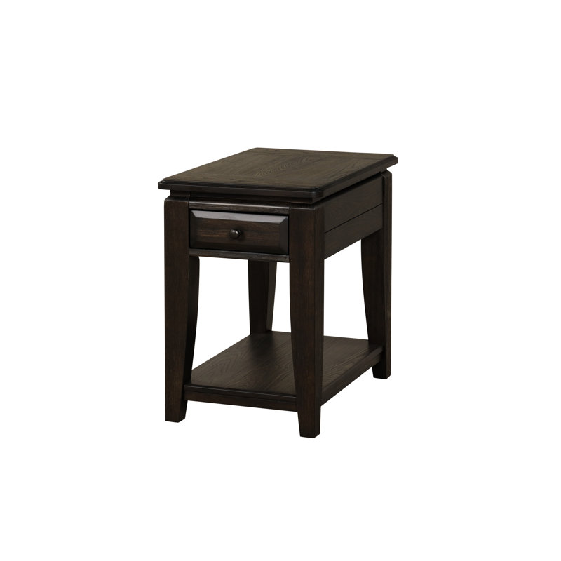 Table de chevet traditionnelle traditionnelle avec rangement en bois massif et glissières latérales à un tiroir de 25,82 po de profondeur et de 18,08 po de largeur