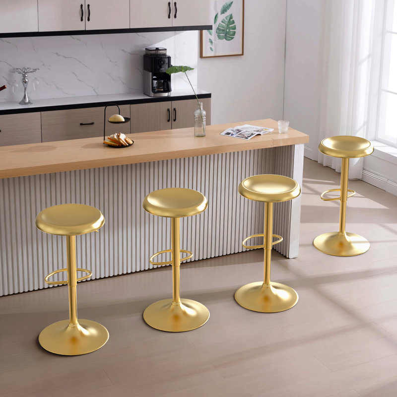 Juddson Adjustable Bar Stools Set of 2, Swivel Round Metal Airlift Barstools, Backless Counter Height Bar Chairs for Kitchen Dining Room Pub Cafe