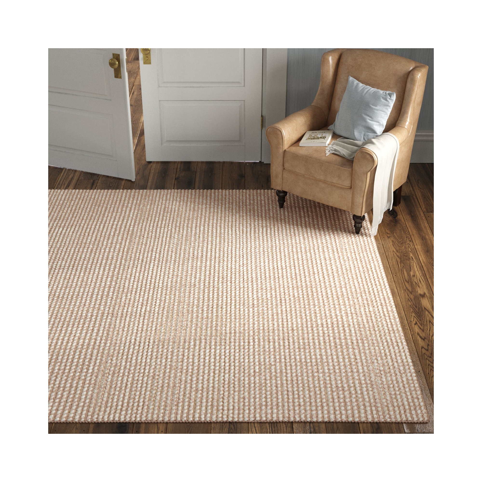 Bayne Hand Loomed Beige Rug, Rectangle 8' x 10'