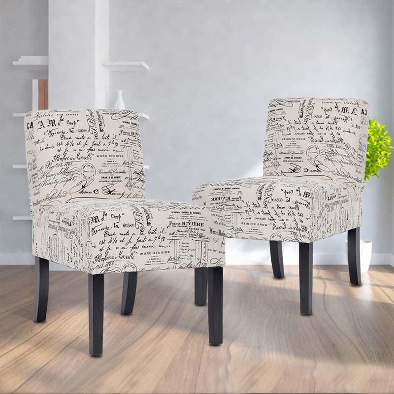 Erzhan 20.9" Wide Parsons Chair, White Fabric