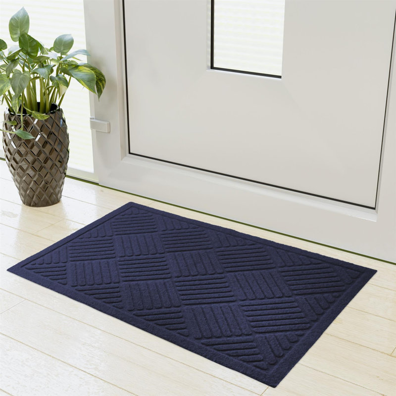 Boothby Non-Slip Geometric Indoor Doormat, Navy