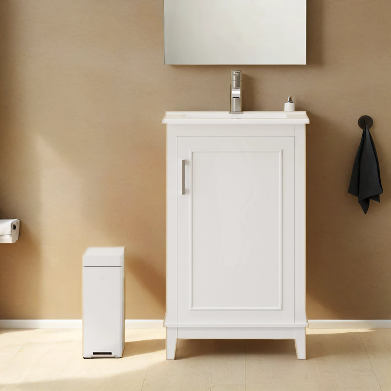 Malena 20'' Single Bathroom Vanity with Ceramic Top, White