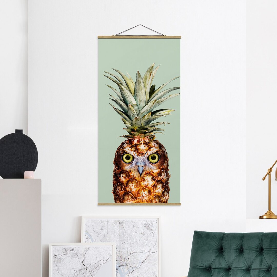 Stoffbild Ananas mit Eule von Jonas Loose