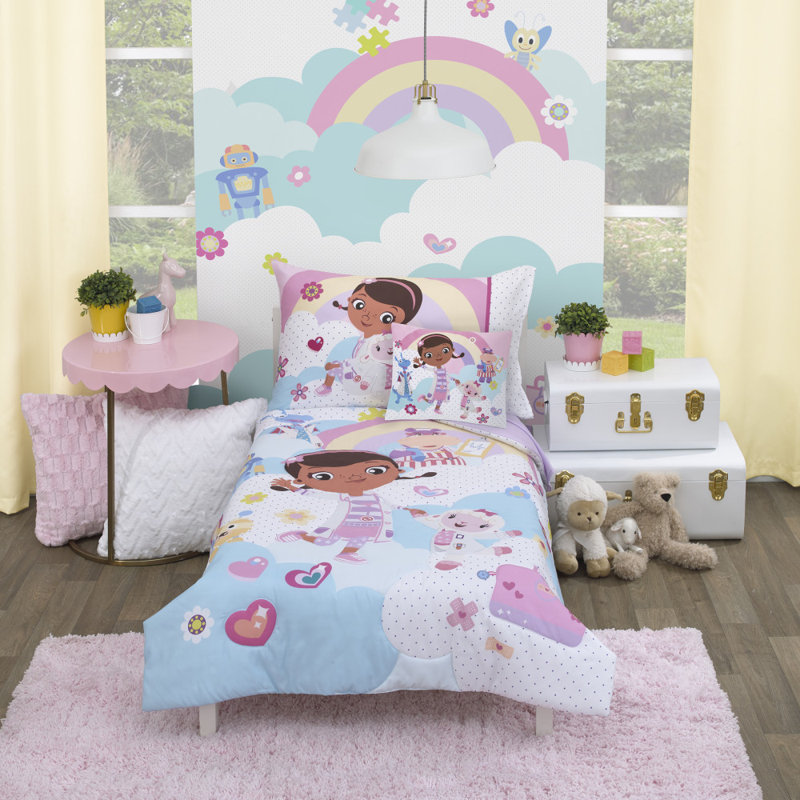 NoJo Disney Doc McStuffins Cuddle Team Rainbows and Clouds Super Soft Toddler Pillow