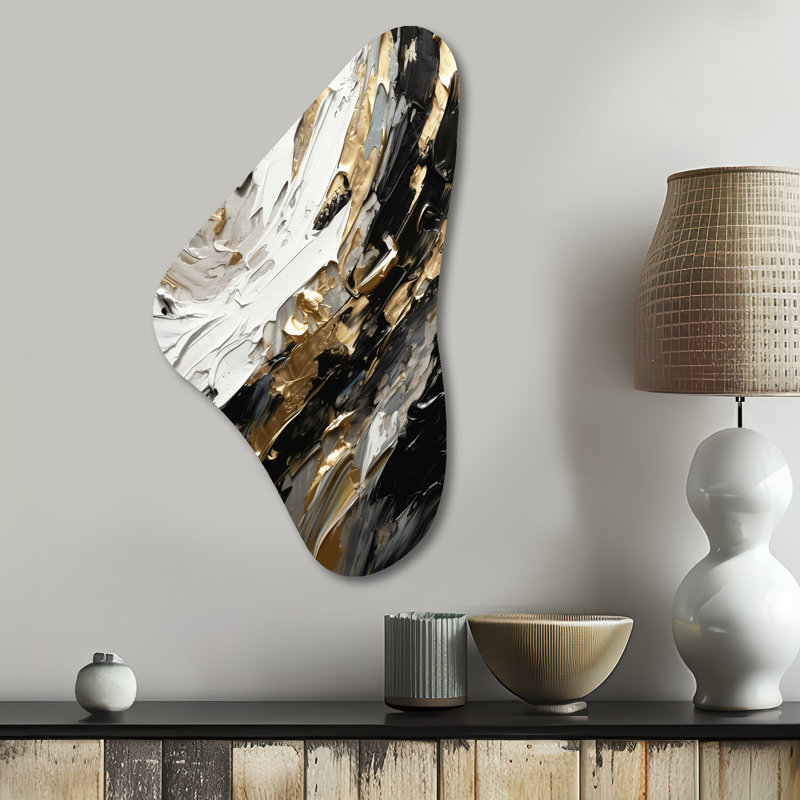 Malec - Art mural asymétrique en forme de Boomerang abstrait, H 31 po x l 17 po
