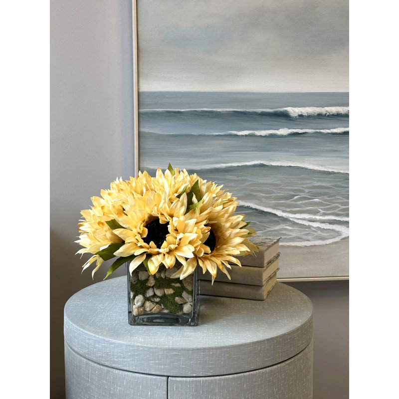 Faux Sunflowers in Vase, Beige