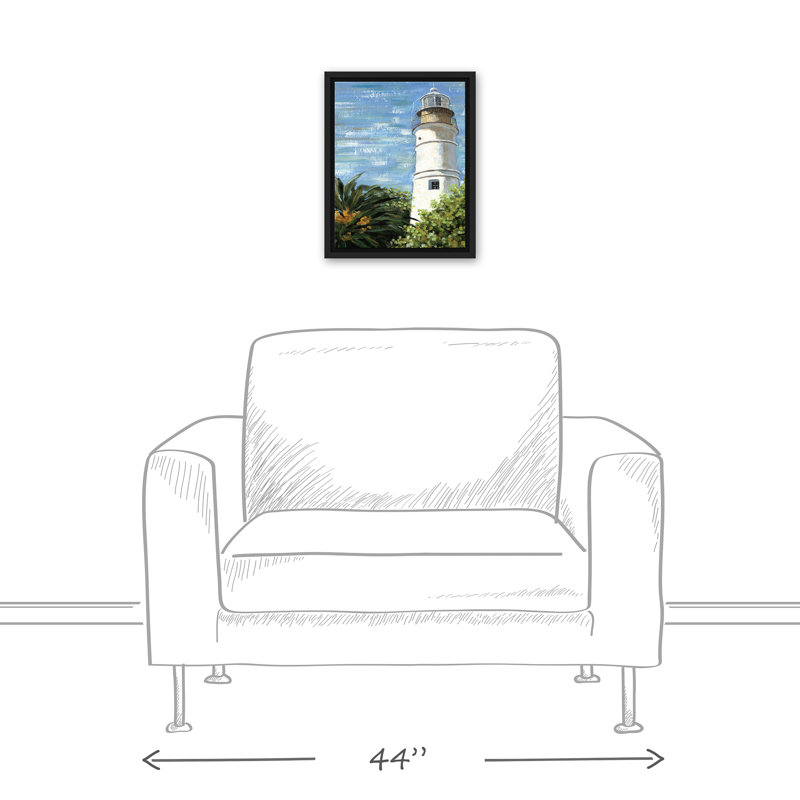 Phare dans le jardin sur toile, H 15,75 po x l 12,75 po x P 1,75 po, Cadre flottant noir