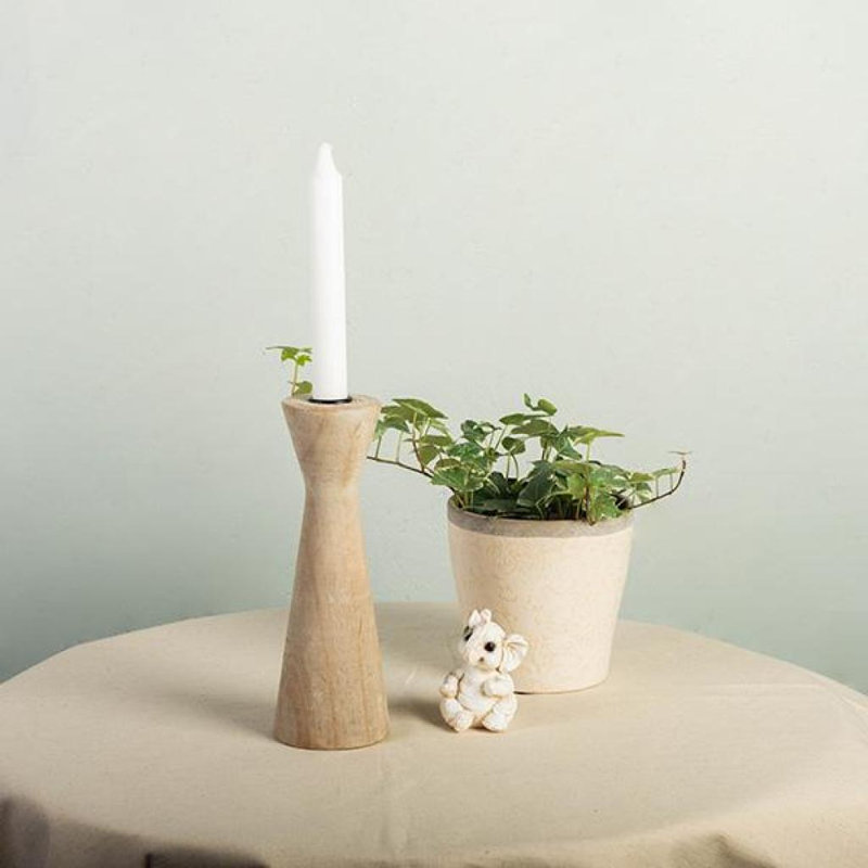 Grand porte-bougie en bois, H 9 po x l 3,25 po x P 3,25 po