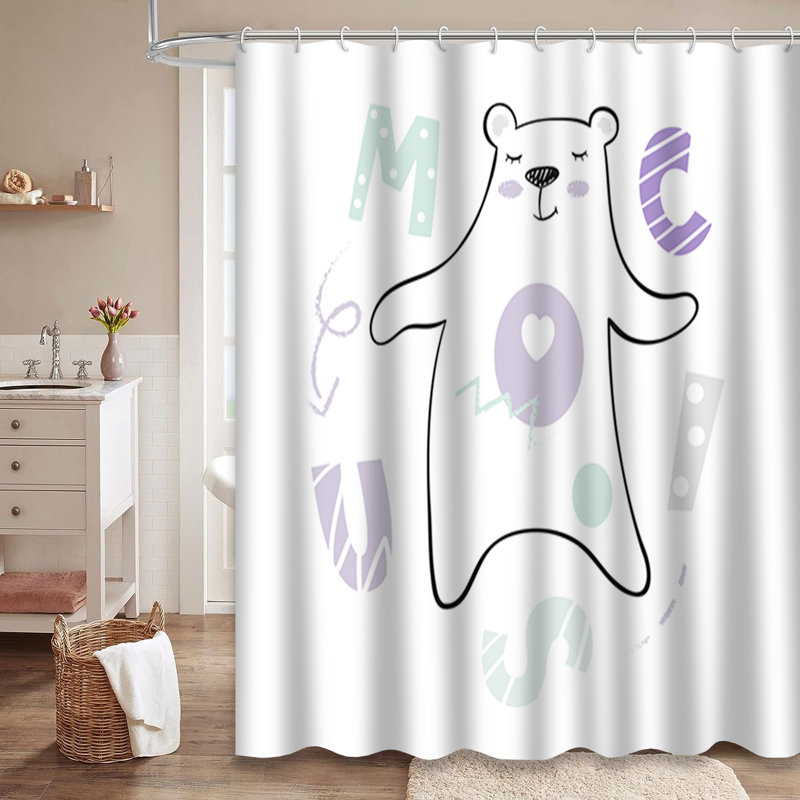 Rideau de douche avec 12 crochets Dancing Bear, L 72 po x l 84 po