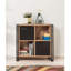 Industrial-Style Bookshelf with Metal Frame, Atlantic Pine & Black, 35.0 x 35.0 x 13.8 inches | 100% Melamine Coated Particle Board, Metal Plated Doors, Adjustable Shelves | Wall-Mountable Design, 88 lbs Capacity