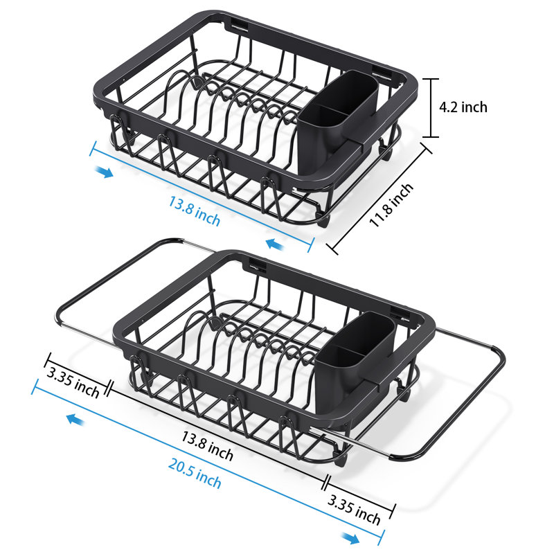 Stainless Steel Dish Rack Expandable Dish Drying Rack Used Over Sink