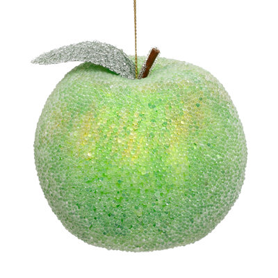 Frosted Green Apple Ornament, 3 Inches