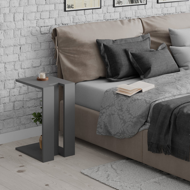 Madelyn Modern Compact C Shape Side Table, Anthracite