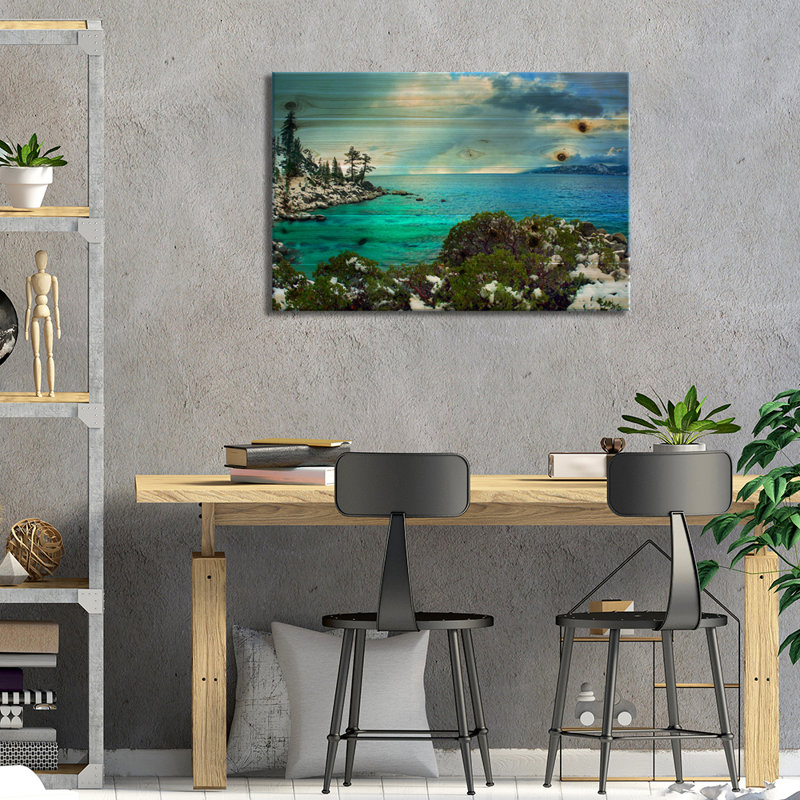 «Memorial Point, Lake Tahoe, Nevada I» par Tim Fitzharris, impression sur bois sans cadre, L 40 po x H 26 po