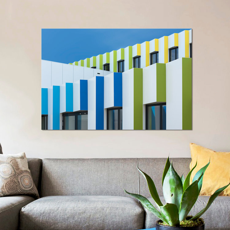 « triple façades », impression sur toile, H 26 po x l 40 po x P 1,5 po, Toile tendue, Pas de tapis