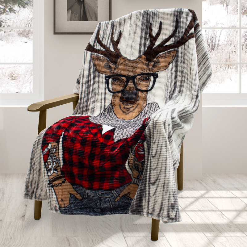  Jeté en flanelle Hipster Deer