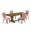 L'ensemble de table de salle à manger 5 pièces se compose d'une table de salle à manger moderne et de 4 chaises de cuisine en tissu de polyester rouge beige avec dossier capitonné - Finition noyer antique-1638393901