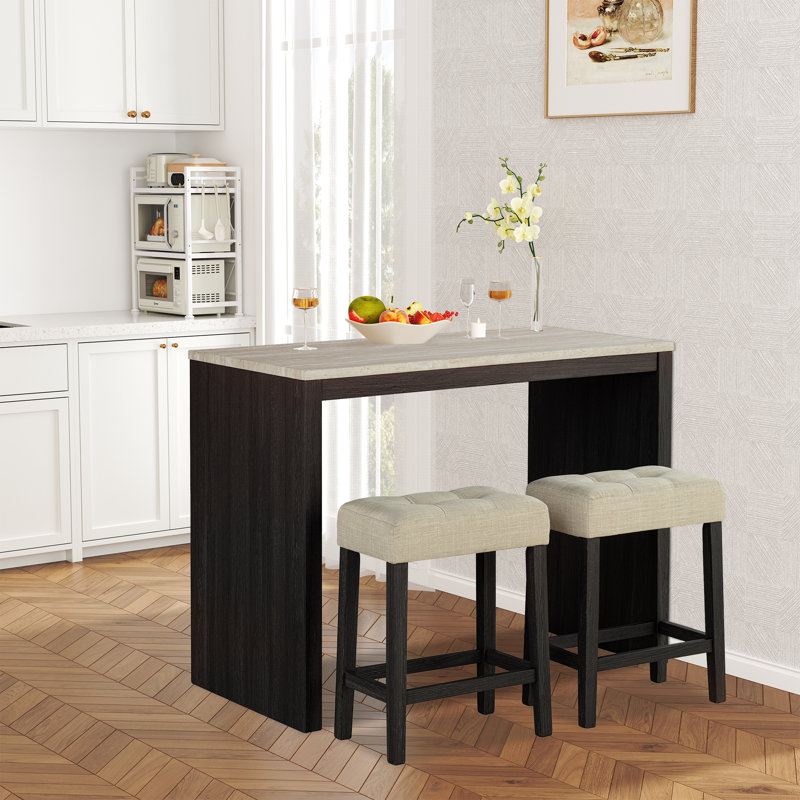 Ensemble de table de salle à manger 3 pièces à hauteur de comptoir avec tabourets rembourrés