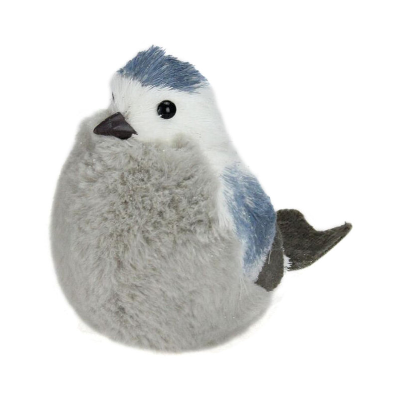 Décoration de table de Noël oiseau gris et bleu 6,25 "