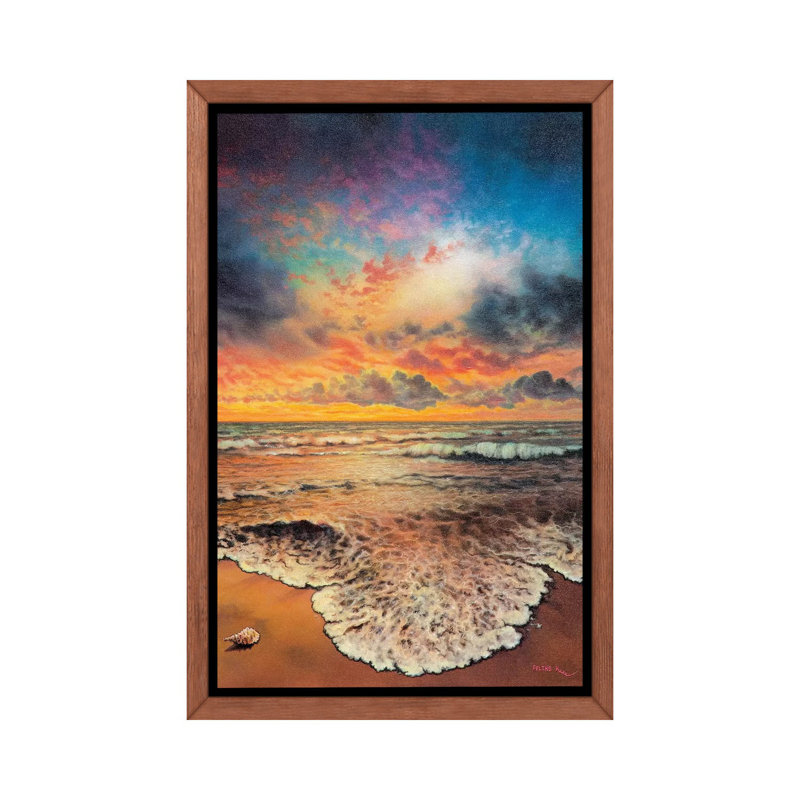 Vague après vague par impression, H 40 po x l 26 po x P 1,5 po, Toile avec cadre en bois classique