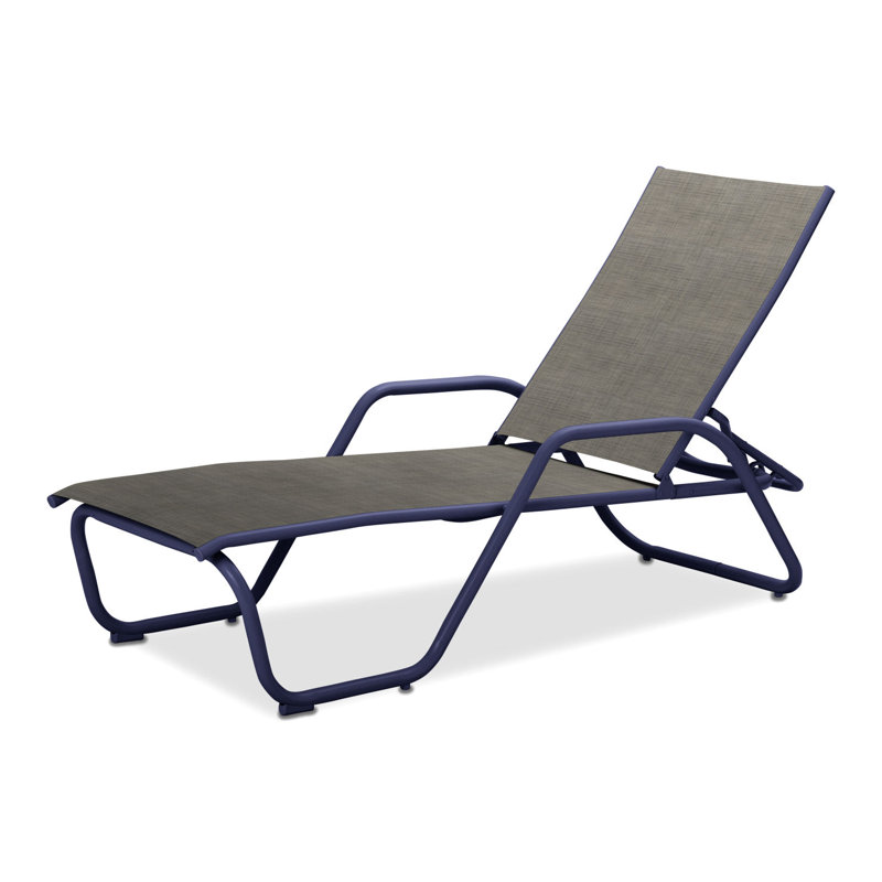 Outdoor Rust-Resistant Metal Chaise Lounge, Textured Desert, Smoke