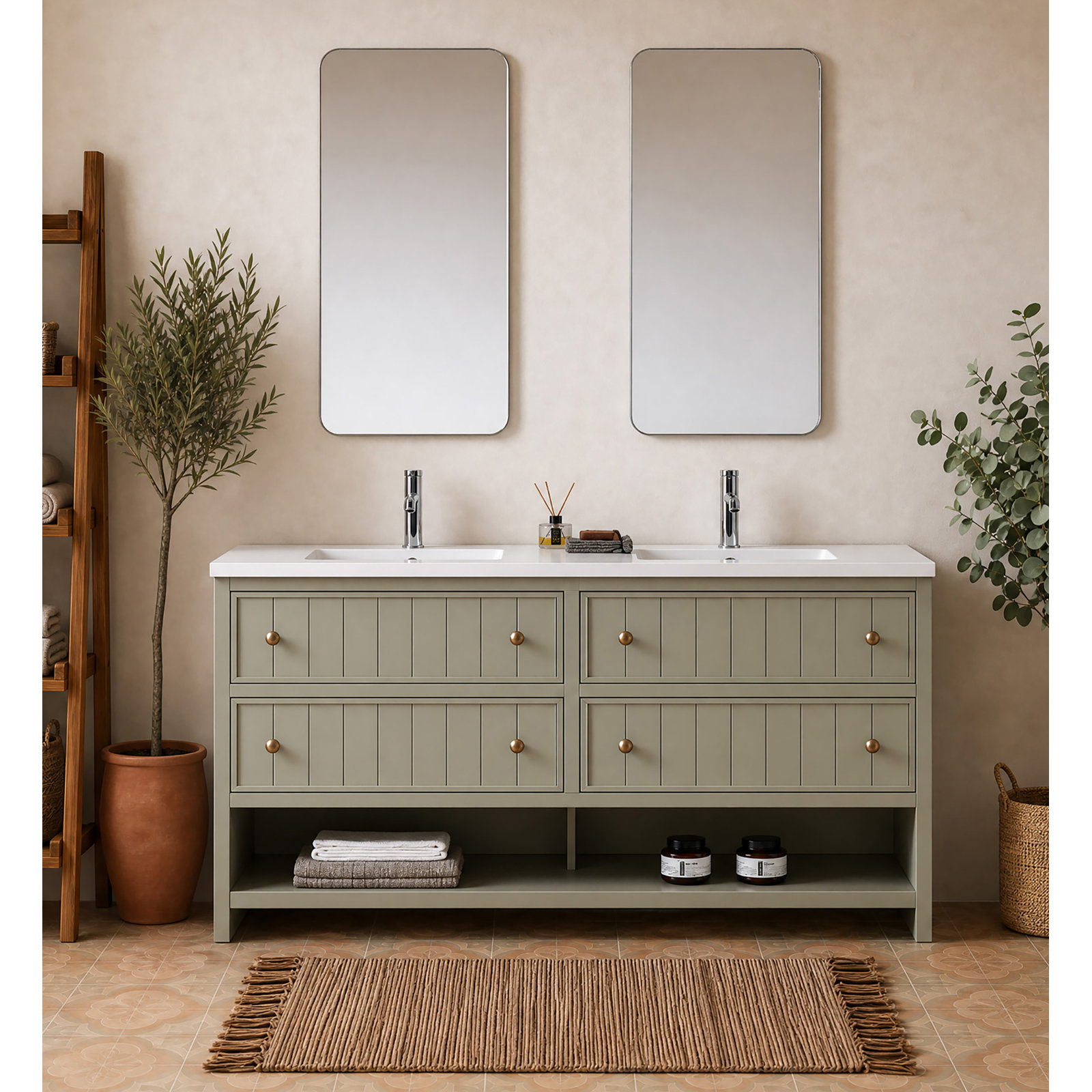 Bathroom Vanity, Vintage Olive, 72