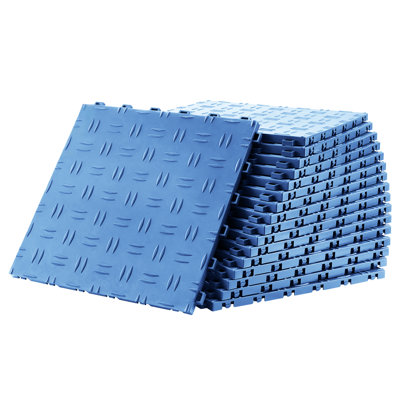 Garage Tiles Interlocking, 12 x 12 x 0.53 inch Garage Floor Covering Tiles, Non-Slip Double-Sided Texture Garage Flooring Tiles, for Garages, Basements, Repair Shops, Blue