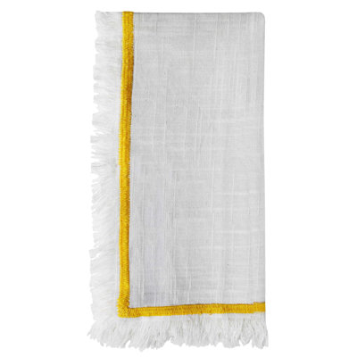 Ensemble de 4 serviettes en coton Vibhsa pour table de salle à manger brodée jaune 20 po x 20 po