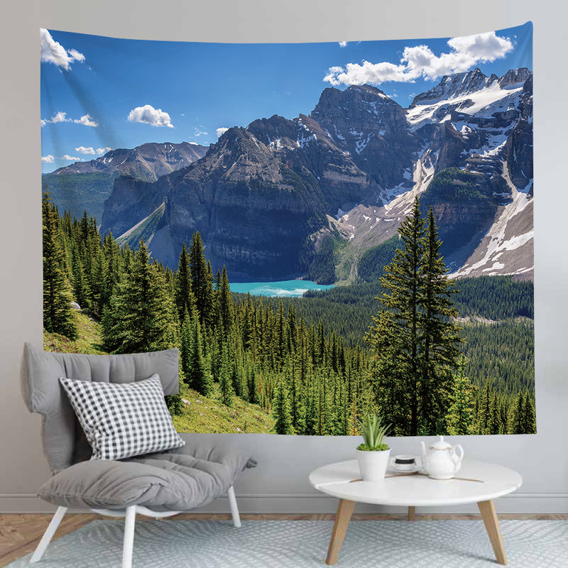 Décoration murale tapisserie naturelle du lac Moraine avec accessoire de suspension incluse