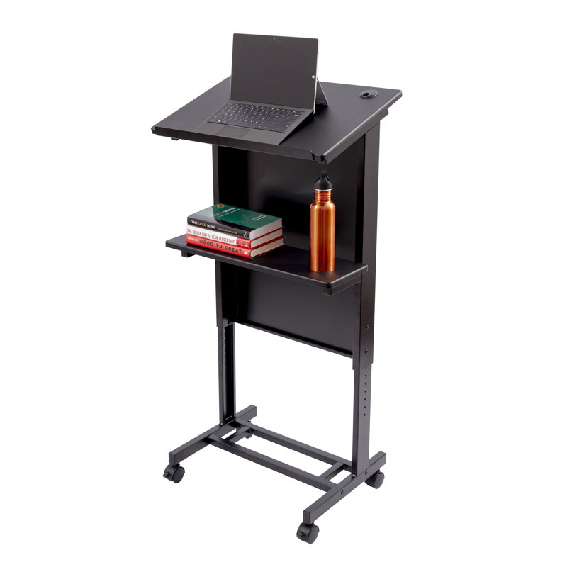 Hayler 48.5 in. H x 25.5 in. W Laptop Cart, Black/Black