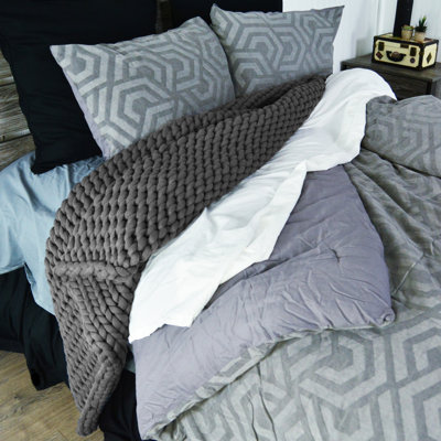 Donna Sharp Chunky Knit Charcoal Woven Throw