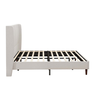 High Headboard Upholstered Bed,12-Slat Support