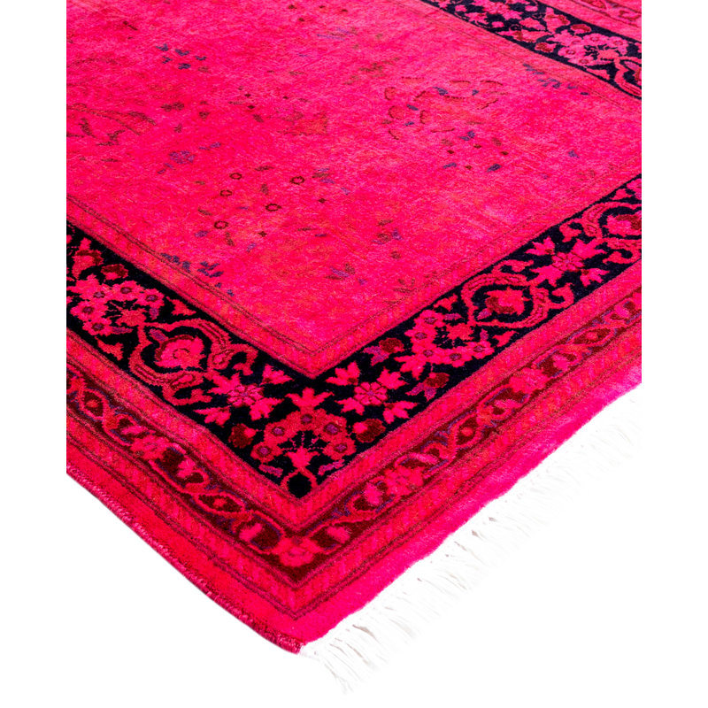 Overdyed Hand-Knotted Wool Modern-Contemporary Pink Runner 2' 7" x 11' 10"