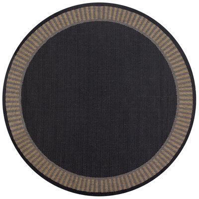 Sania Solid Black Cocoa Brown Flatwoven Indoor Outdoor Area Rug