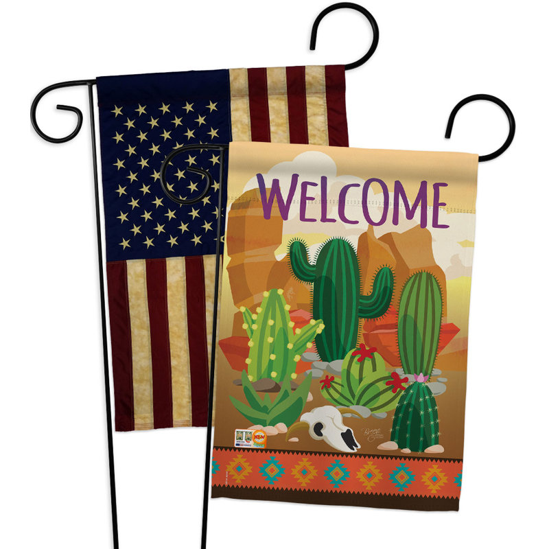 Drapeau de jardin en polyester cactus 2 côtés 1 pi 5 po x 1 pi