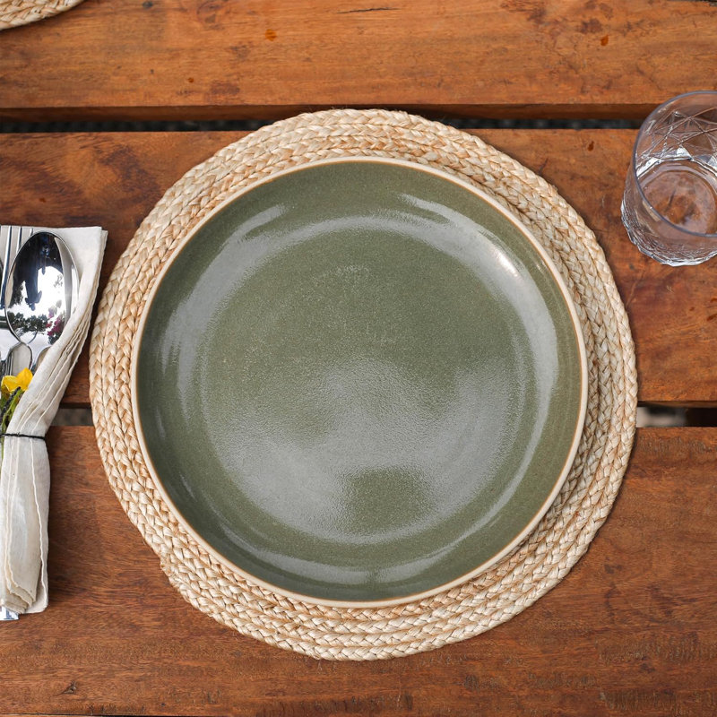 Hand Braided Natural Jute Round Dining Placemats Set of 8