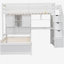 Lit superposé avec lit supérieur avec bureau intégré et échelle, avec espace de rangement et tablettes-121110367