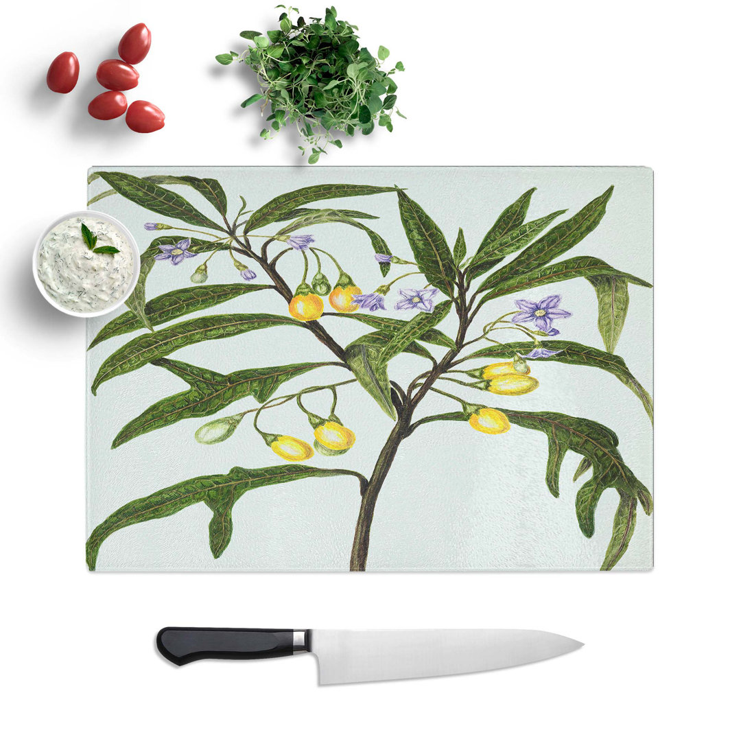 Tempered Glass Poroporo Flowers by Sarah Featon Chopping Board