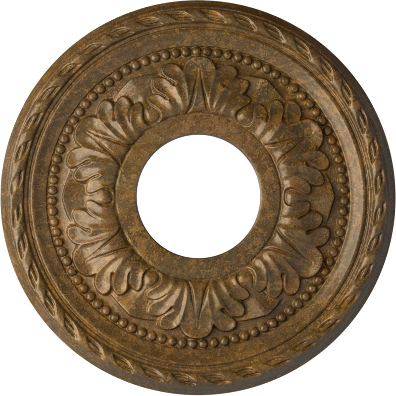 Endurathane Palmetto Ceiling Medallion, 11 3/8"OD x 3 5/8"ID x 7/8"P (Fits Canopies up to 4 1/2"), Hand-Painted Rubbed Bronze Finish