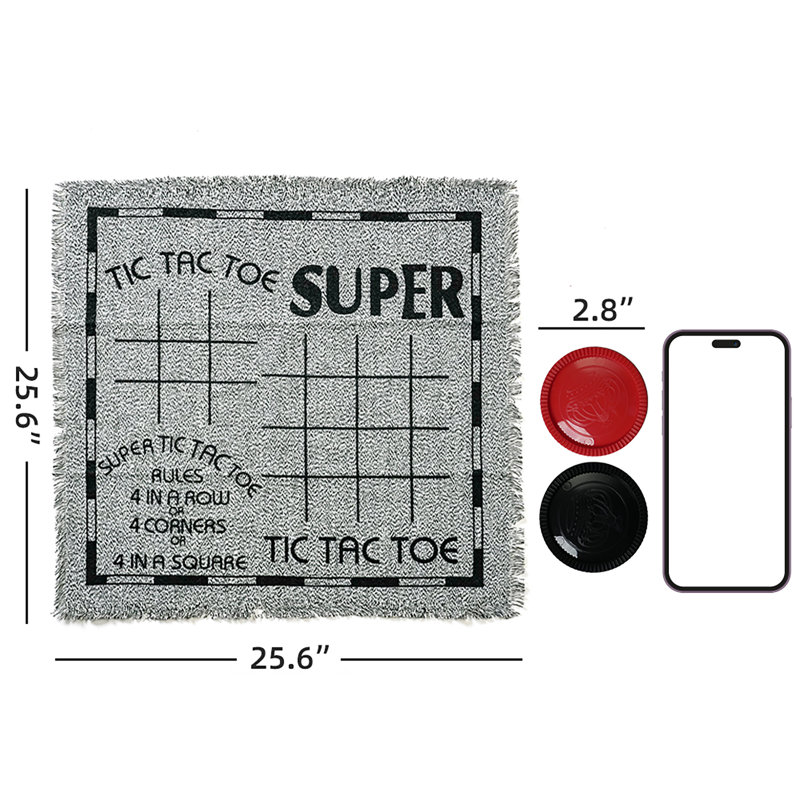 Trimer: dames géantes 3-en-1 et Tic Tac Toe - tapis carré de 25,6 po Jumbo, ensemble de jeu pour 2 joueurs, amusement familial intérieur-extérieur, portable et facile à installer, 4 ans et plus