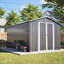 Rangement extérieur verrouillable en métal de 8 pi x 12 pi dans un cadre gris en aluminium, amplement d'espace pour les outils de jardin, portes doubles rapides et faciles, verrouillable, métal, rangement, espace, portes, simple