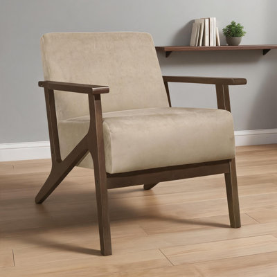 Fauteuil d'appoint épuré, structure en velours brun chaud pour sièges de salon